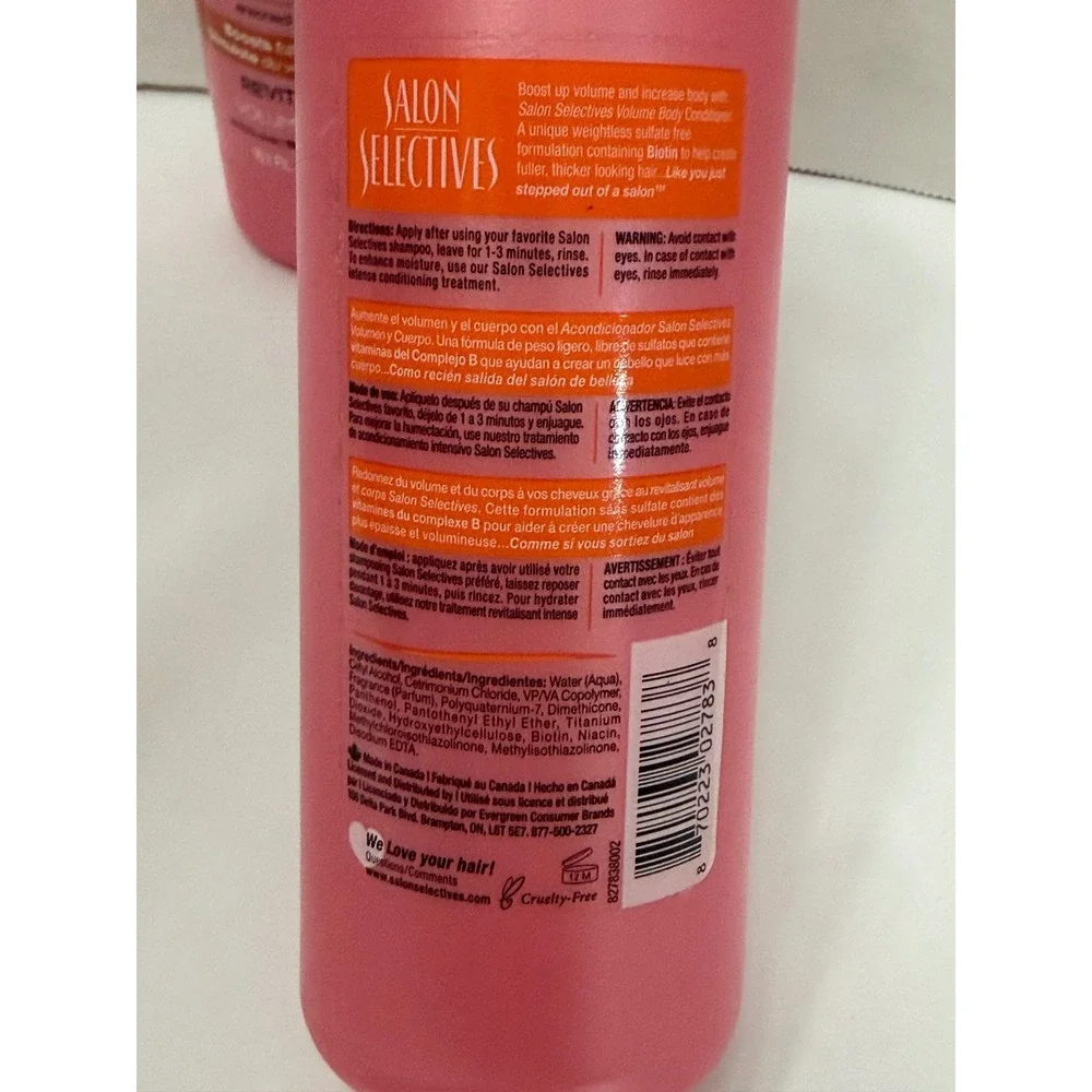 Salon Selectives Volume Body Conditioner Biotin Sulfate Free 16.1oz 2 Pack